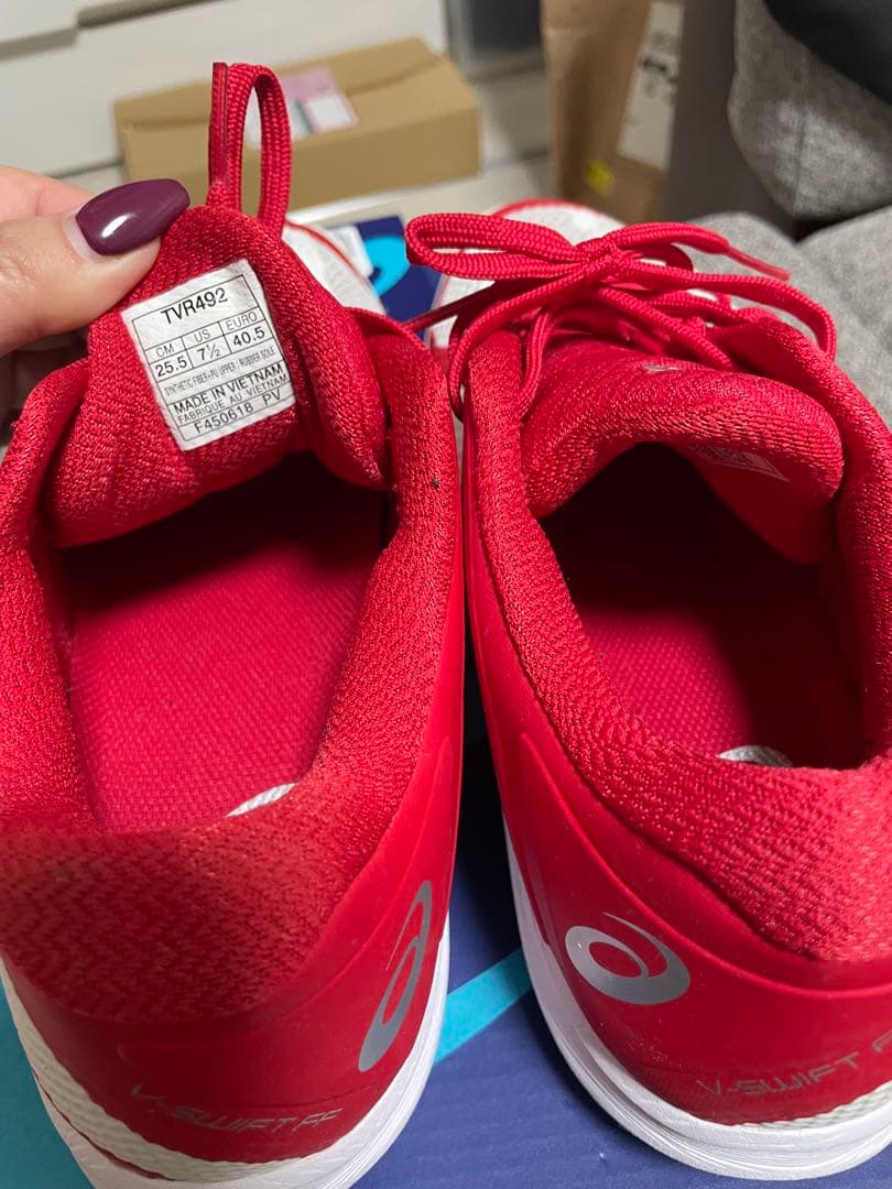 ASICS バレーボールシューズ 25.5cm レッド/ホワイト V-SWIFT