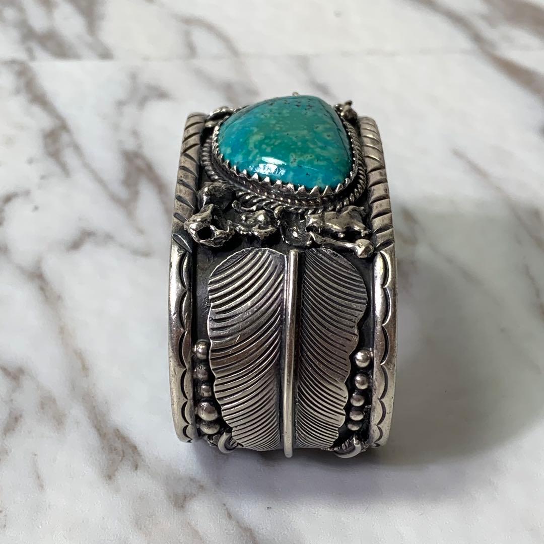 vintage navajo バングル ターコイズ シルバー925 刻印 存在感 - メルカリ