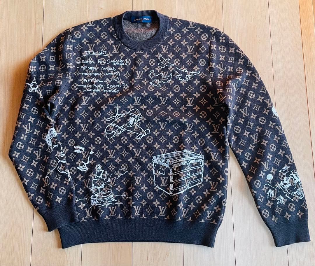 美品 ルイヴィトン 23AW モノグラム クルーネックニットセーター