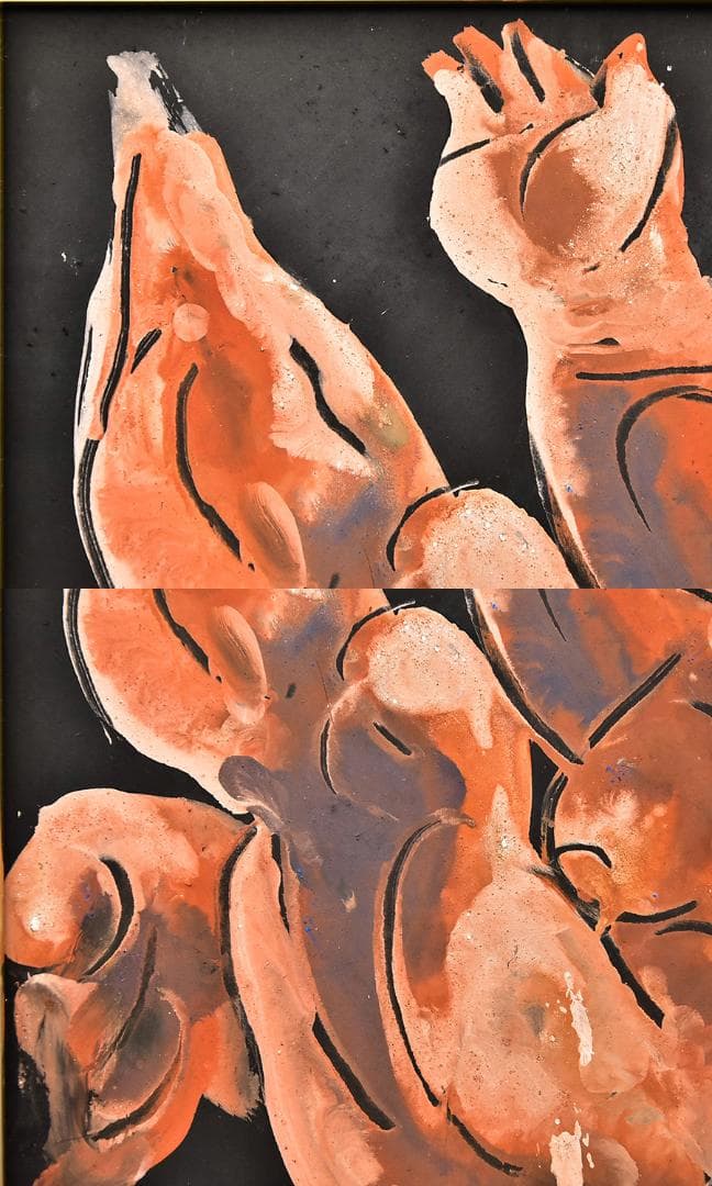 真作 ] 篁牛人 画 水彩画 裸婦 肉筆 額装 8号 縦35cm 横37cm