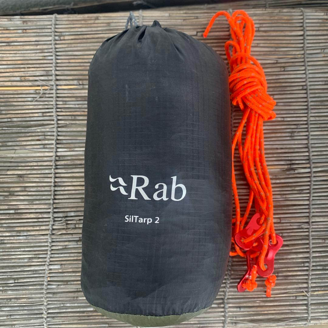 美品】Rab SilTarp 2 軽量タープ オリーブ ガイライン4本自在付き