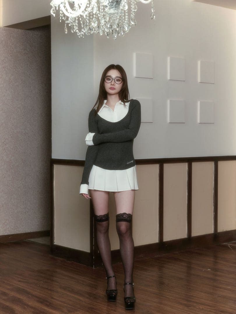 ワンピース andwang Shirt pleated mini onepiece pleats mini onepiece – BUNNY APARTMENT