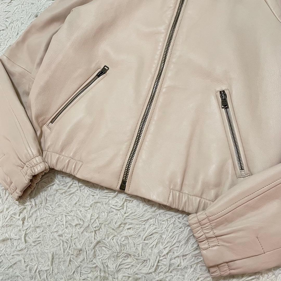 美品/現行モデル コーチ ラムレザージャケット ピンクベージュ