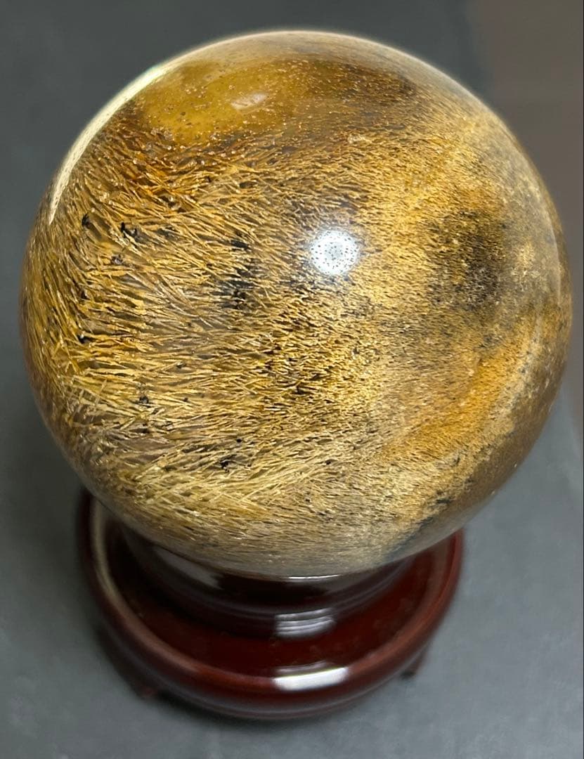 ゴールデンルチルクォーツクリスタル　丸玉　404.5g