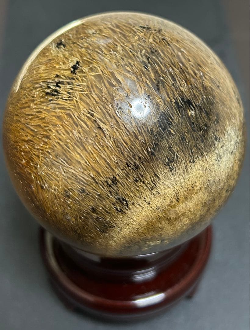 ゴールデンルチルクォーツクリスタル　丸玉　404.5g