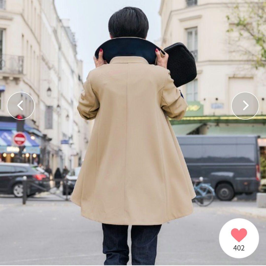 定価22990円 JENNE 配色裏衿フレアコート フレアコート ベージュ M