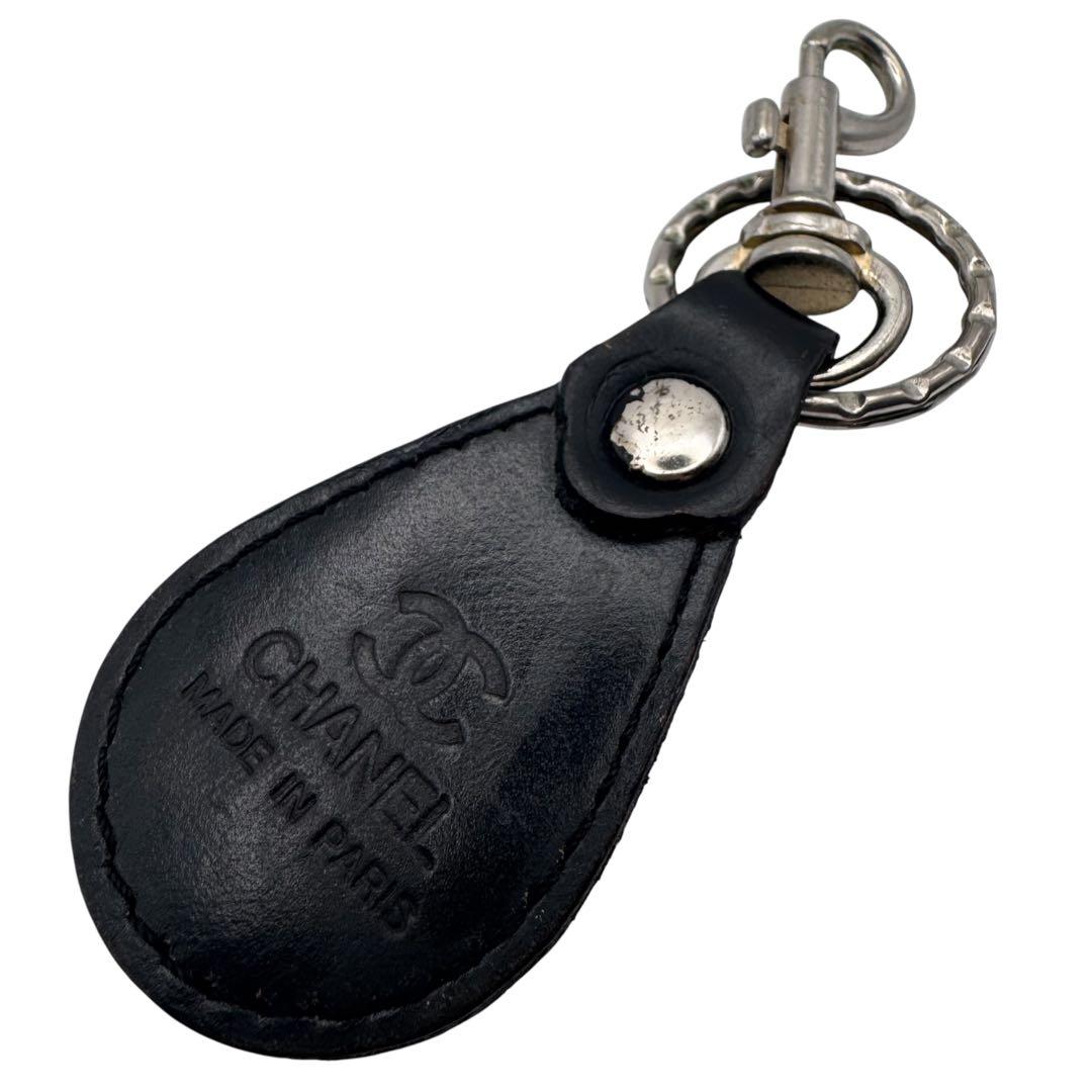 CHANELシャネル キーリング レザー 黒 キーホルダー チャーム - メルカリ