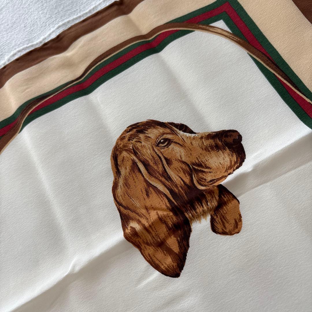 GUCCI シルク ミニスカーフ シェリーライン 犬 ドッグ イタリア製