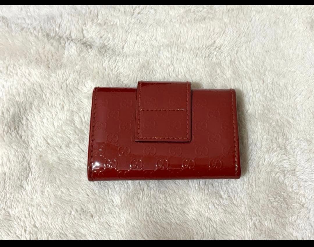 GUCCI グッチ 赤 6連エナメルキーケース ハート金具(ショップカード