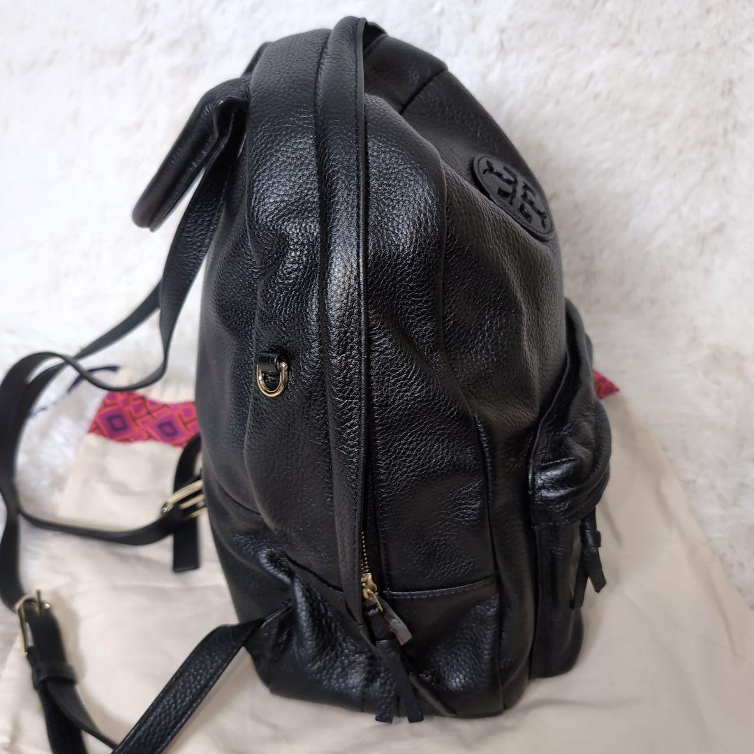 極美品 TORY BURCH レザー バッグパック 黒 シボ革 極美品 TORY BURCH