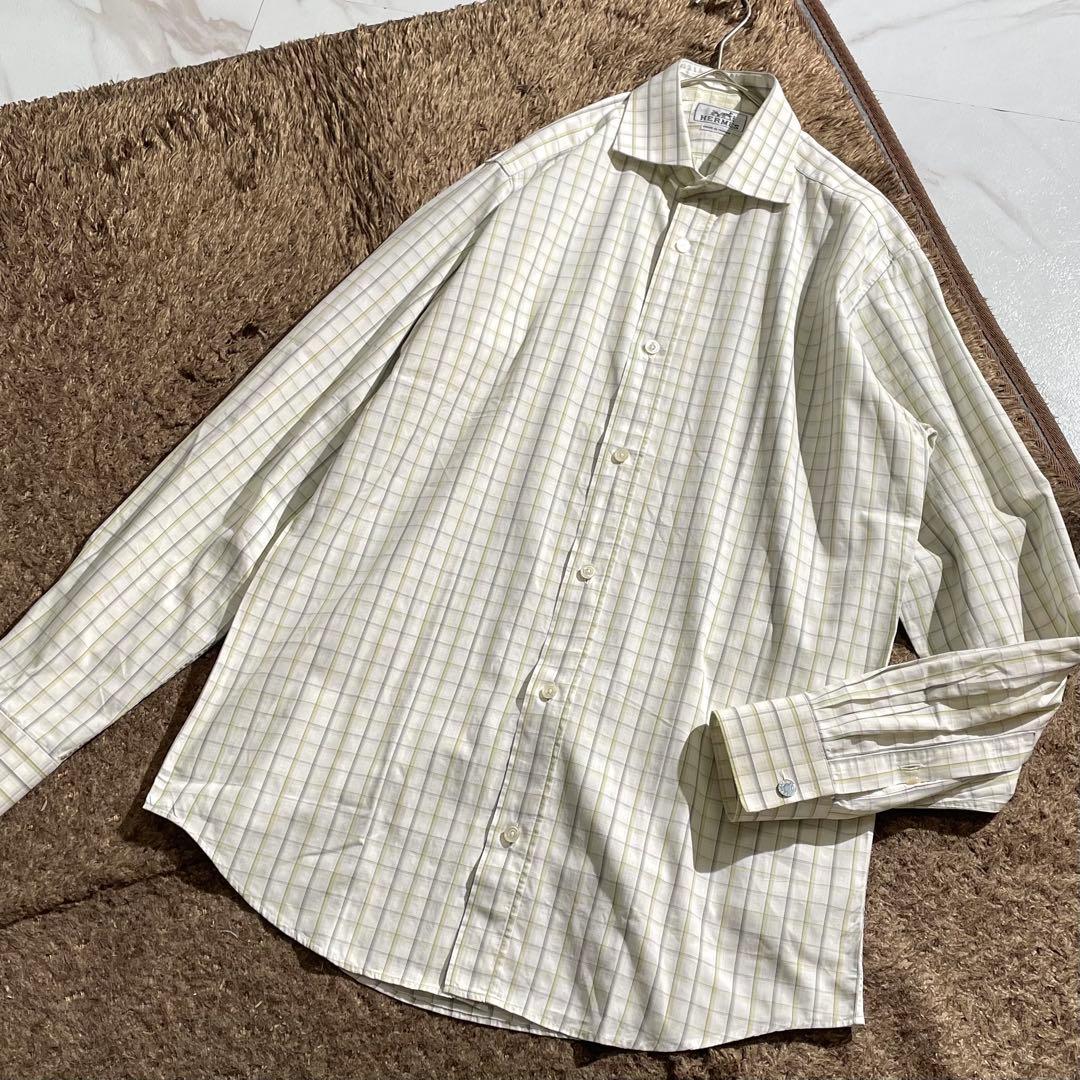 入手困難✨ エルメス HERMES セリエボタン 長袖シャツ チェック M HERMES（エルメス） 美品 メンズ セリエボタン 長袖シャツ ギンガム