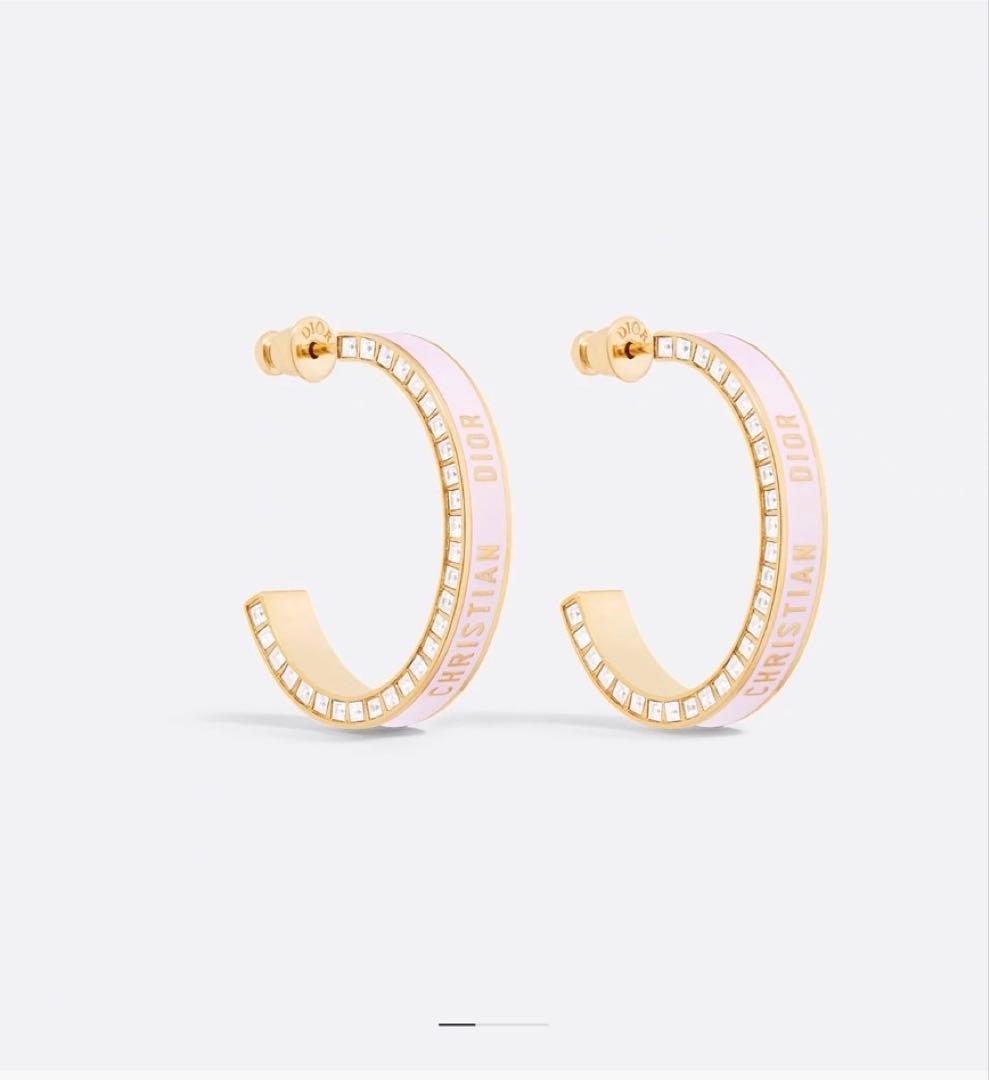Dior ゴールド ピンク フープピアス - メルカリ