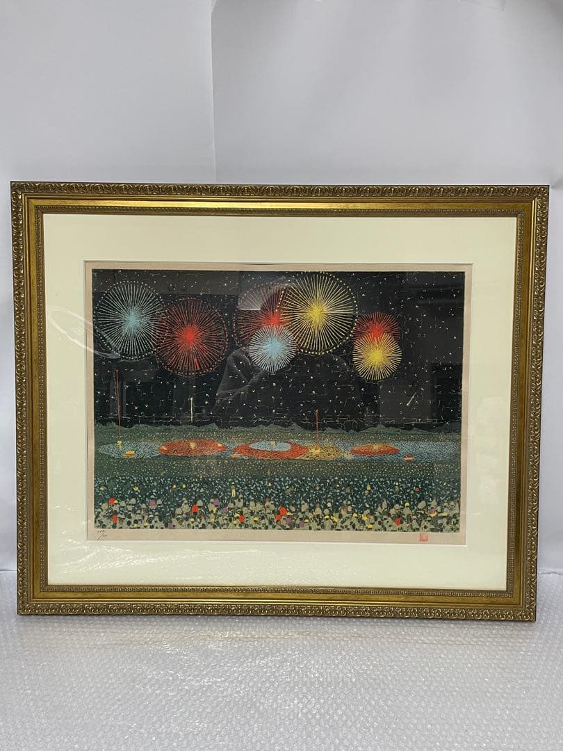 【真作】山下清「長岡の花火」リトグラフ 絵画家 限定300部 額装269/300 真作】山下清「長岡の花火」リトグラフ 絵画家 限定300部 額装269/300