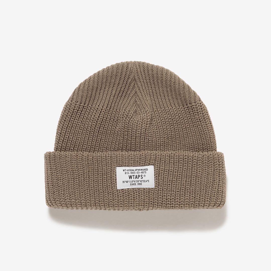 帽子 WTAPS SGT / BEANIE / ACRYLIC GREIGE WTAPS Men's SGT Label Beanie in Greige WTAPS