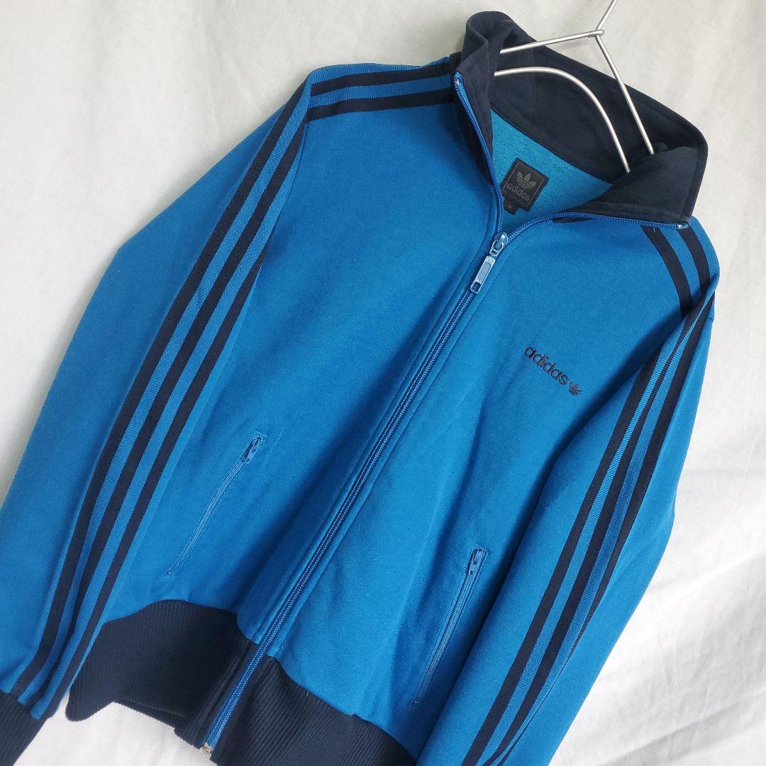 adidas レトロ ライン トラックジャケット ジャージ 青 3本