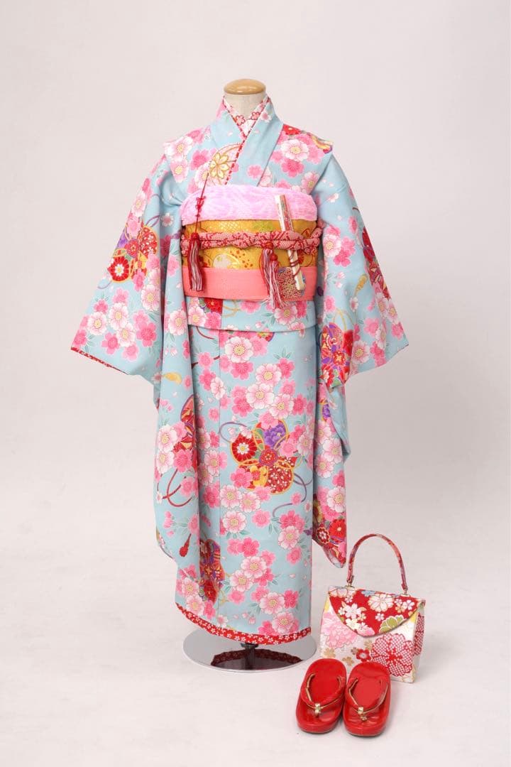 7歳　四つ身フルセット　120サイズ　水色(ブランド：花夢二) 楽天市場】七五三 7歳 四つ身着物フルセット ブランド 華徒然「水色×薄