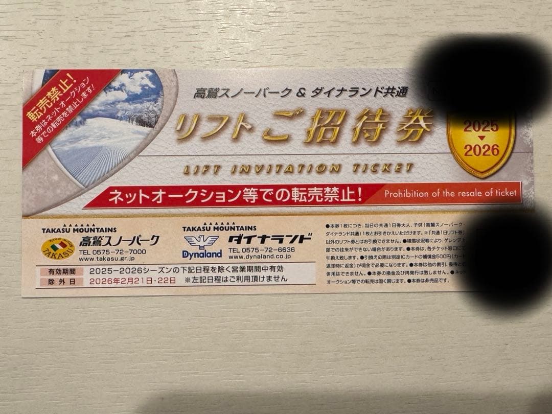 高鷲 ダイナランド 共通リフト券 - メルカリ