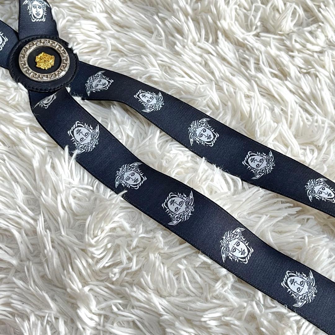 極美品】ヴェルサーチ サスペンダー メデューサ ゴールド金具 グレカ