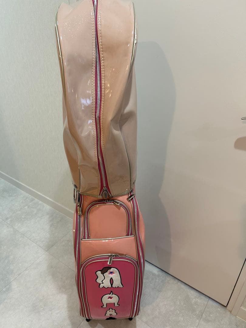 ゴルフバッグ キャスター付 郵便バッグ付&ヘッドカバー付 pink MU