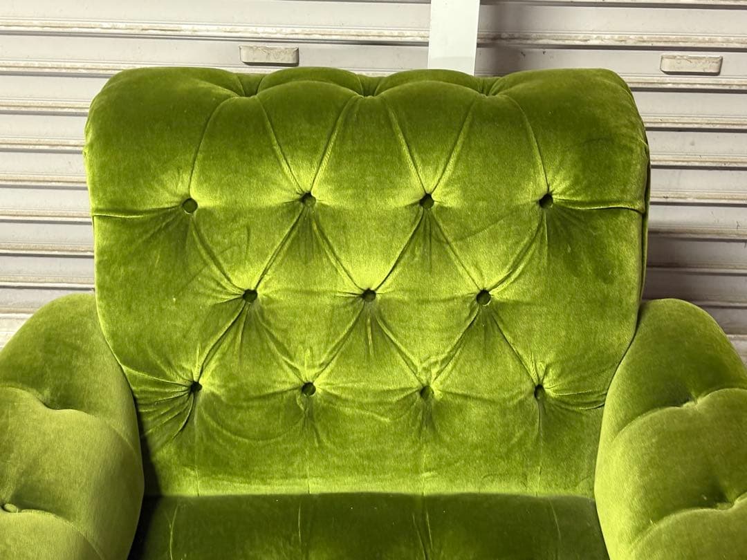 ☆GJ206山口県下松市より オールドカリモク 1人がけソファ モケット