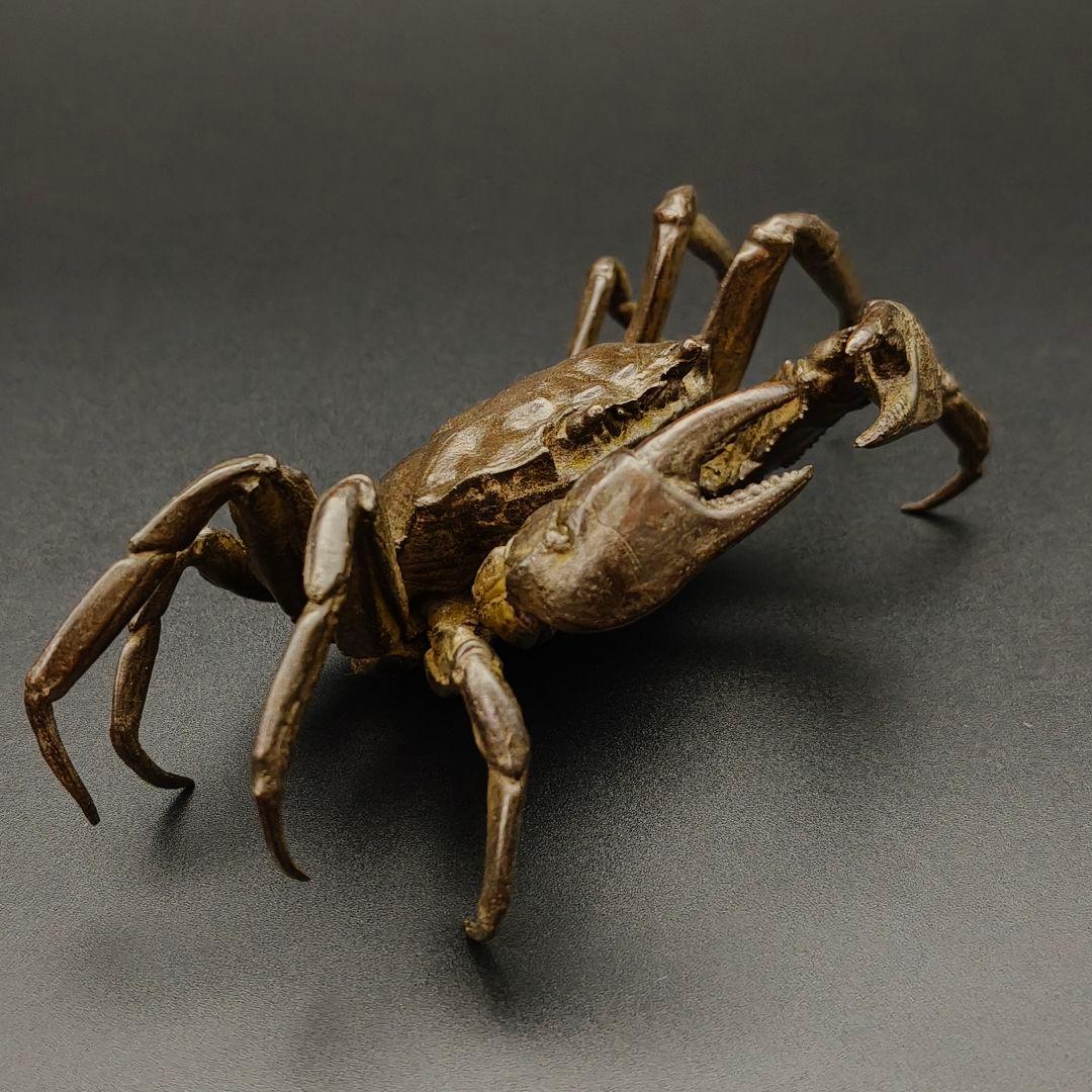 ト*ン様 年末セール 銅製置物 蟹 カニ 茶道具 雨宮宗作 刻印あり 金工