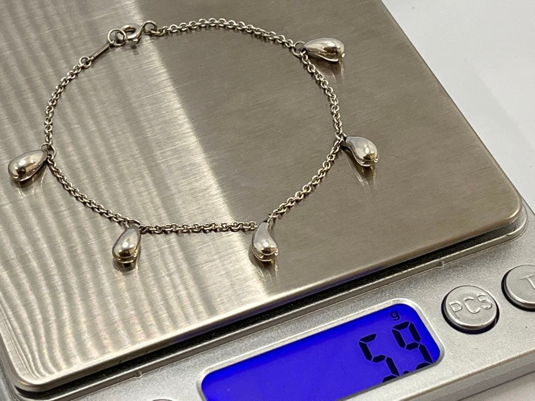 c695 美品 希少 ティファニー ティアドロップ 5連 ブレスレット 925