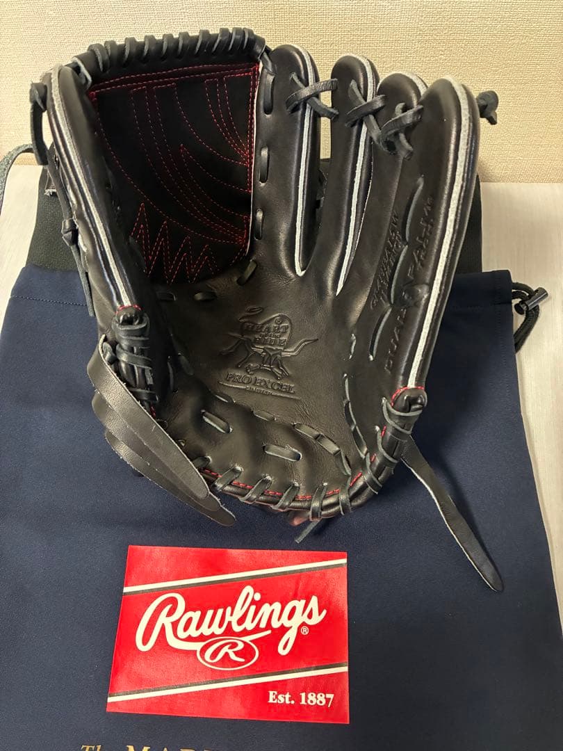 Rawlings プロエクセル 軟式グローブ 黒/赤 - メルカリ