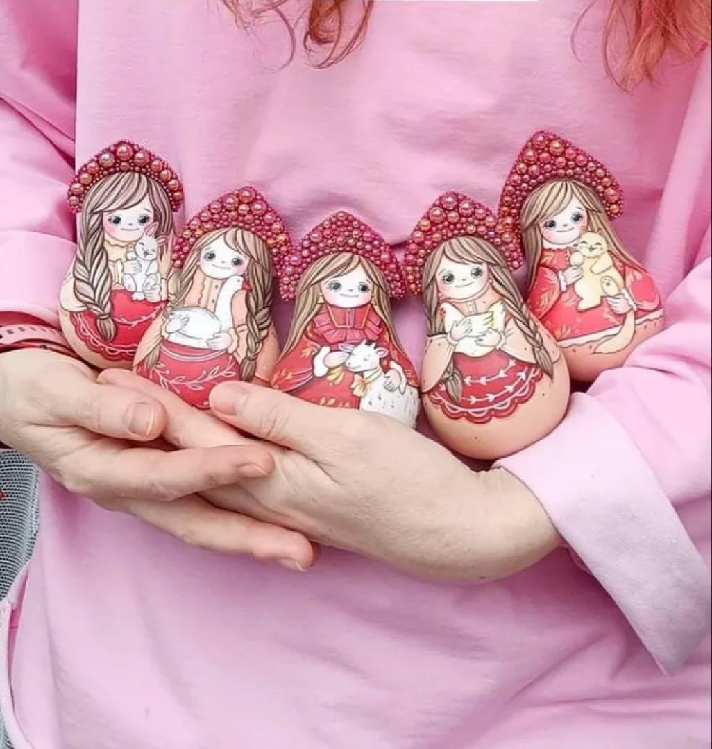 ロシア雑貨☆民族衣装起き上がりこぼし3点ココシニクKokoshnik