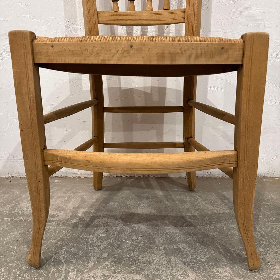 ヴィンテージ ダイニングチェア カフェチェア 藁座面 剥離 3