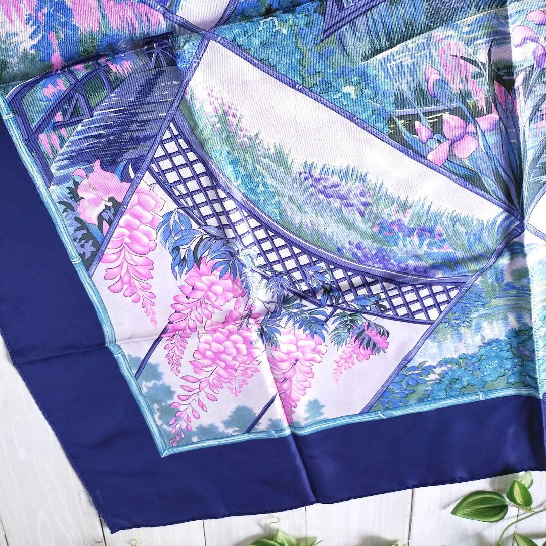 HERMES GIVERNY モネの庭 スカーフ カレ90 花と庭園 ネイビー - メルカリ