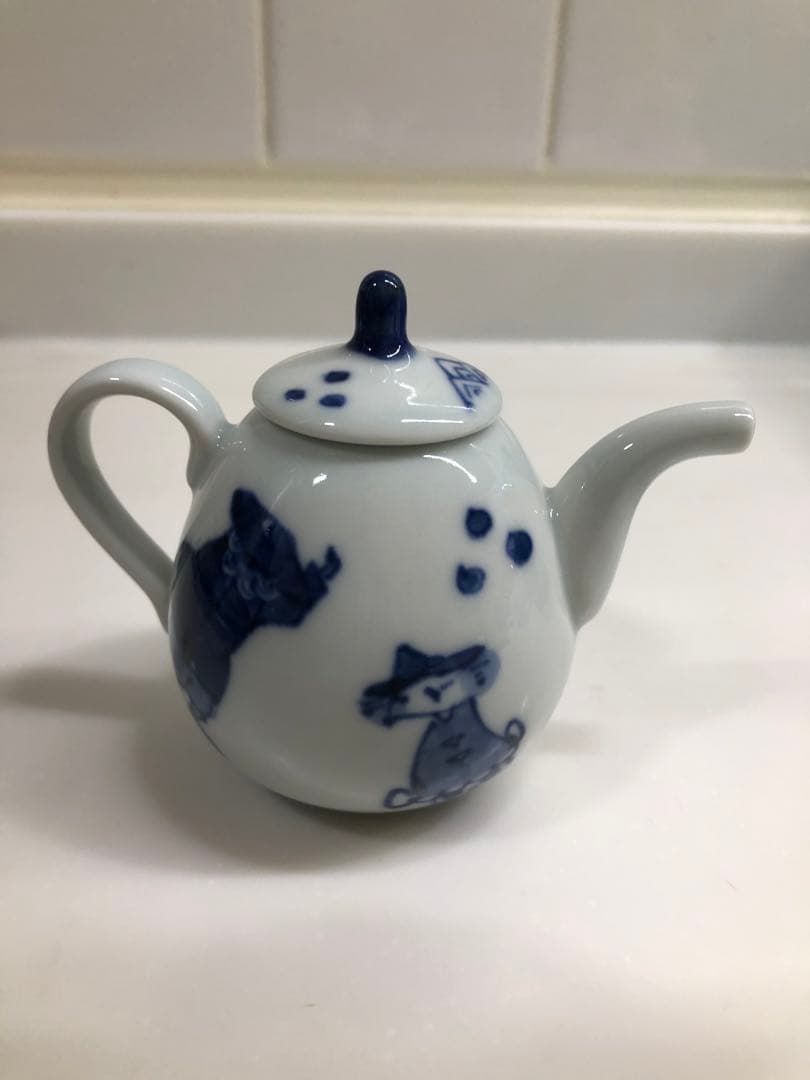 有田焼 しん窯 青花 手描き 染付 南蛮人と船 2点セット