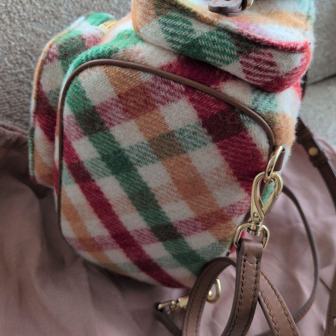 新品同様 ミュウミュウ限定チェック柄バックパック リュック