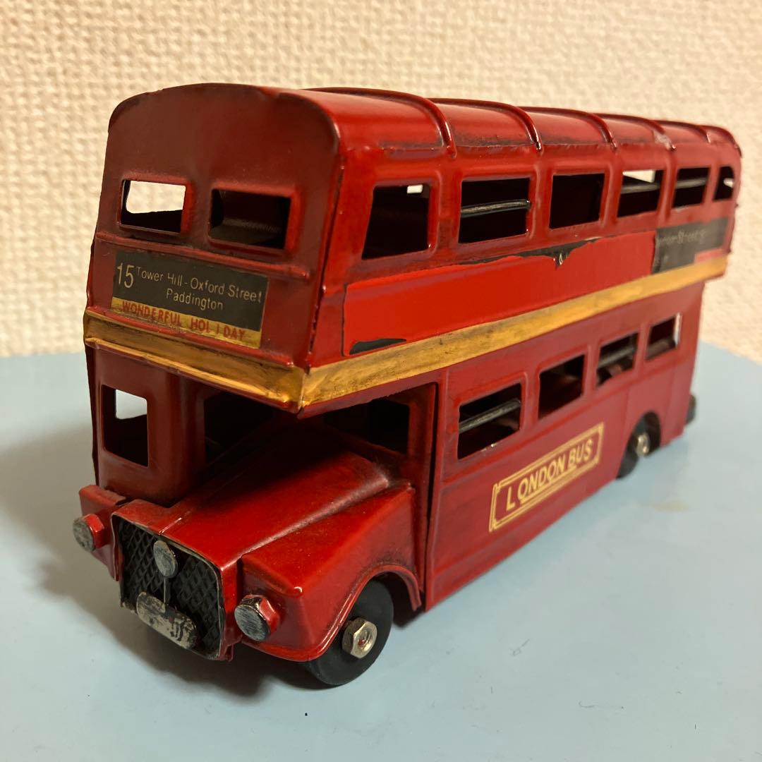 ブリキ製ロンドンバス ミニカー 昭和レトロ感 喫茶店感 お洒落な
