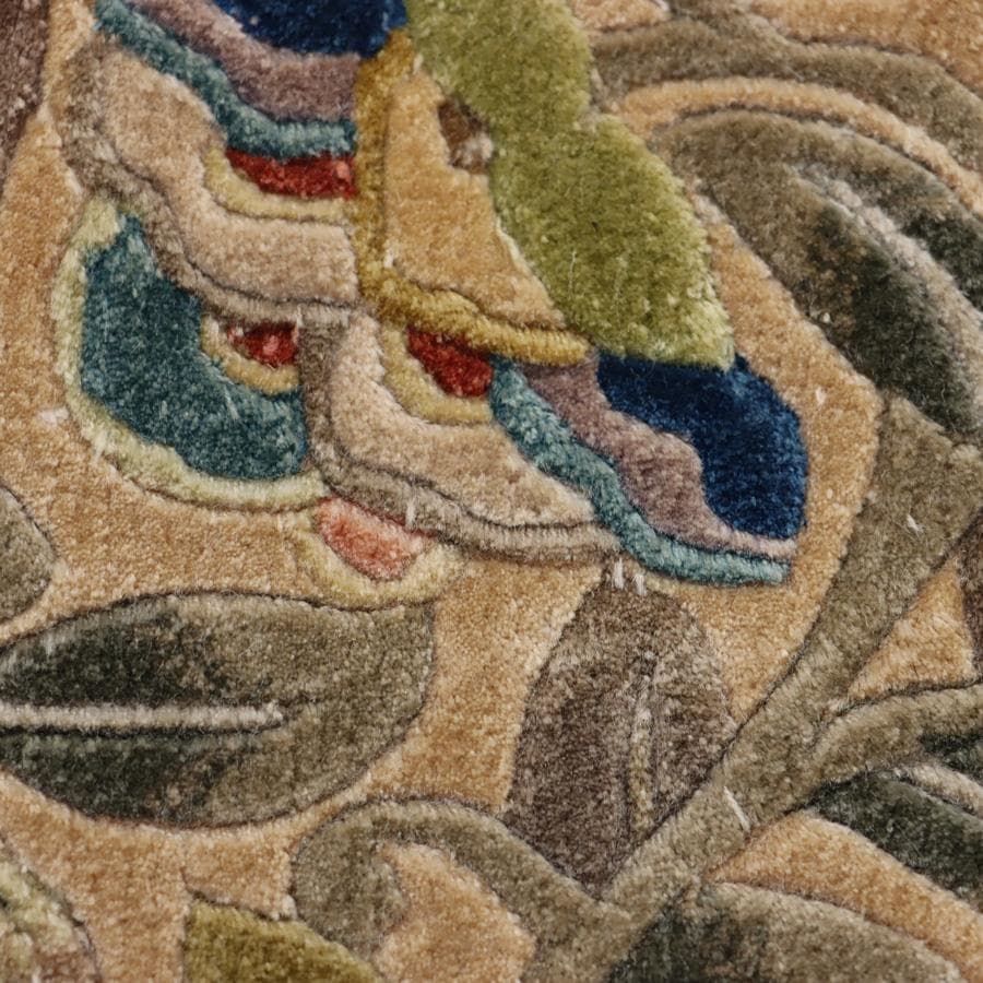 Y3180-2 中国緞通 シルク100% 手織り ハンドカット 121×70cm