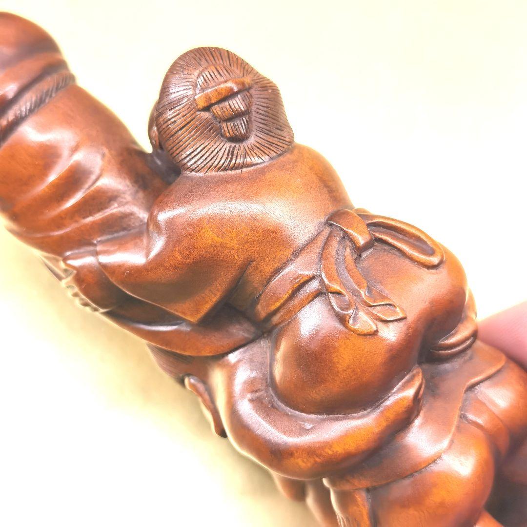 「草田雲非」《整理番号:BK051》 黄楊彫刻夫婦円満長寿ユーモア縁起置物