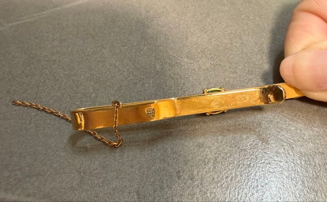 18K刻印　ネクタイピン　ジャンク　5.37g ヴィンテージ　翡翠