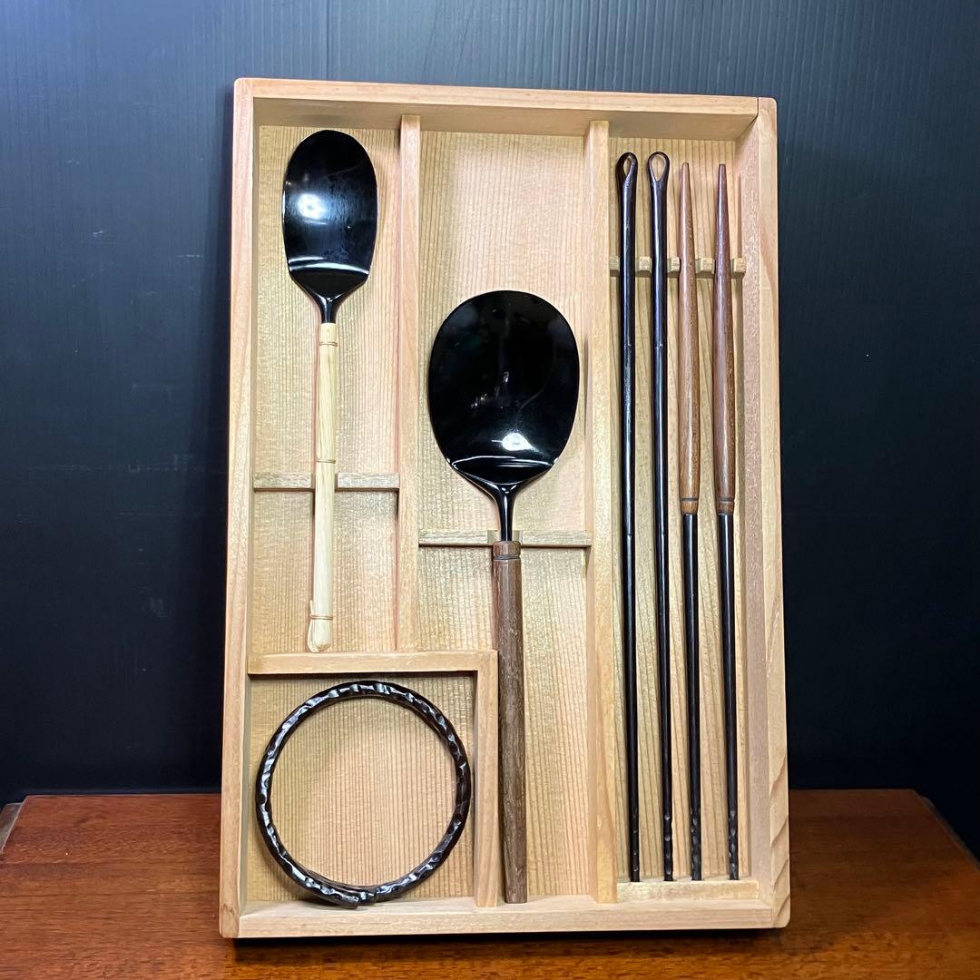 高木治良兵衛 火道具 一揃 風炉 火箸 灰匙 釜鐶 茶道具 火鉢 T0916-