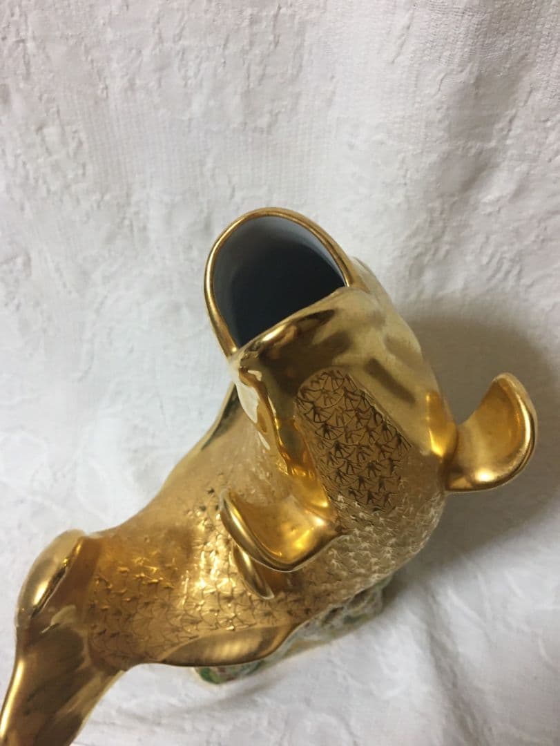 リキ(要プロフ確認)様専用 ベンジャロン焼き タイ製 鯉の置物 花瓶 蓋