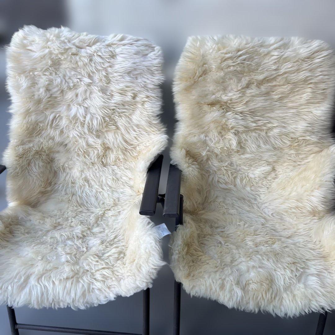 羊毛皮ファークッションカバーラグマット椅子カバー等アイボリーカラー 2枚セット フェイクラビットファーシリーズ｜ラグマット クッションカバー