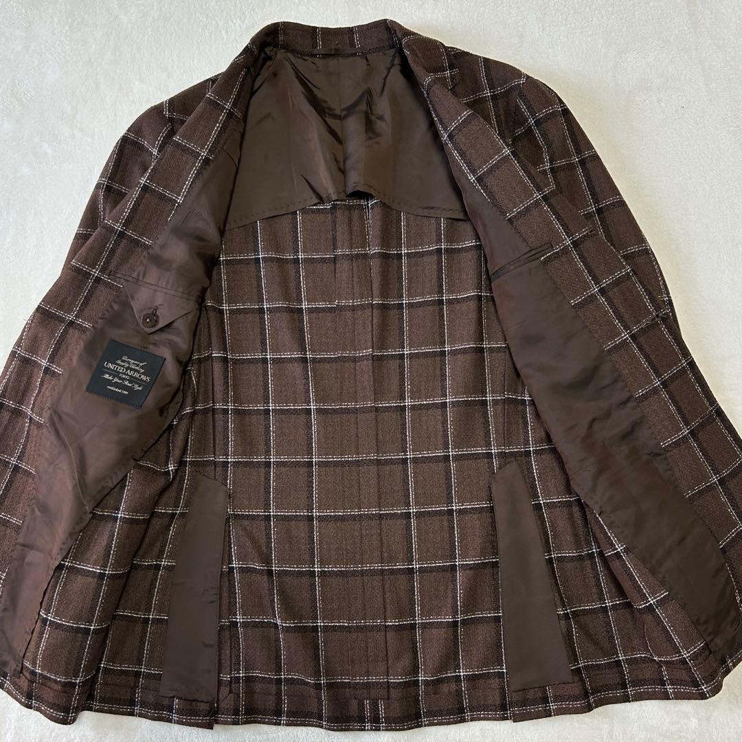 美品 ユナイテッドアローズ ウィンドペン チェック ウール ジャケット