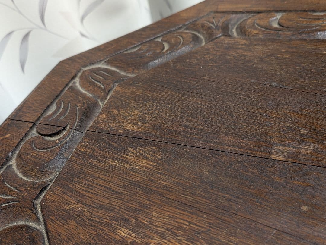 古家具 民芸家具 木製 木彫り サイドテーブル 花台