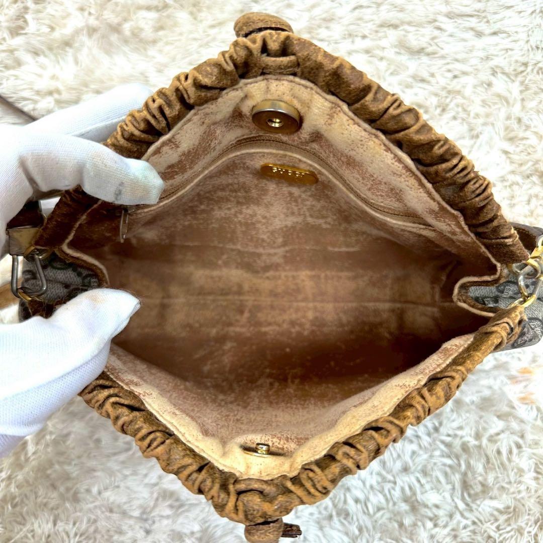 美品】GUCCIプラス ショルダーバッグ がま口 ベージュ スプリーム GG柄