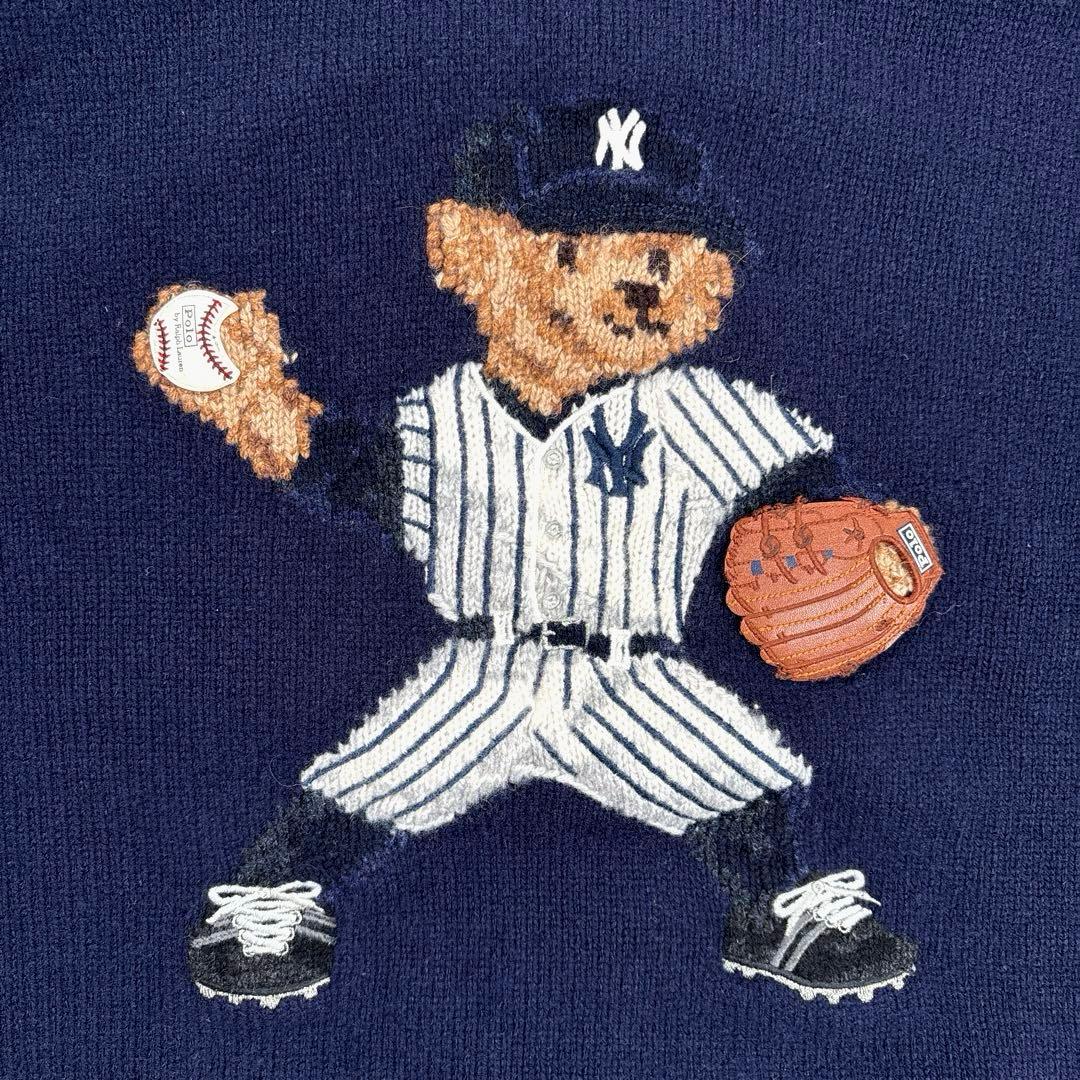 ✨MLBヤンキース✨ラルフローレン ポロベア ニット セーター ウール 紺