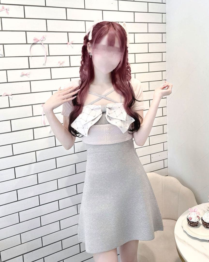 新品未使用 HONEY MEW モノグラムリボンアンサンブルワンピース F