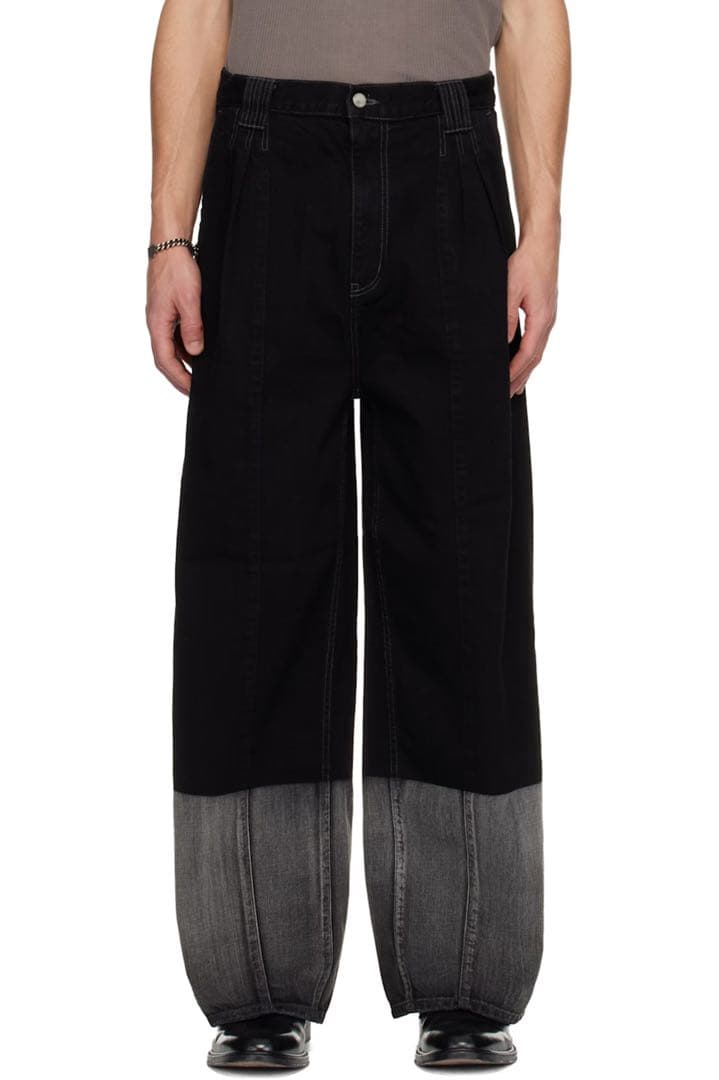 YOKE Black Laser Processed Buggy Jeans