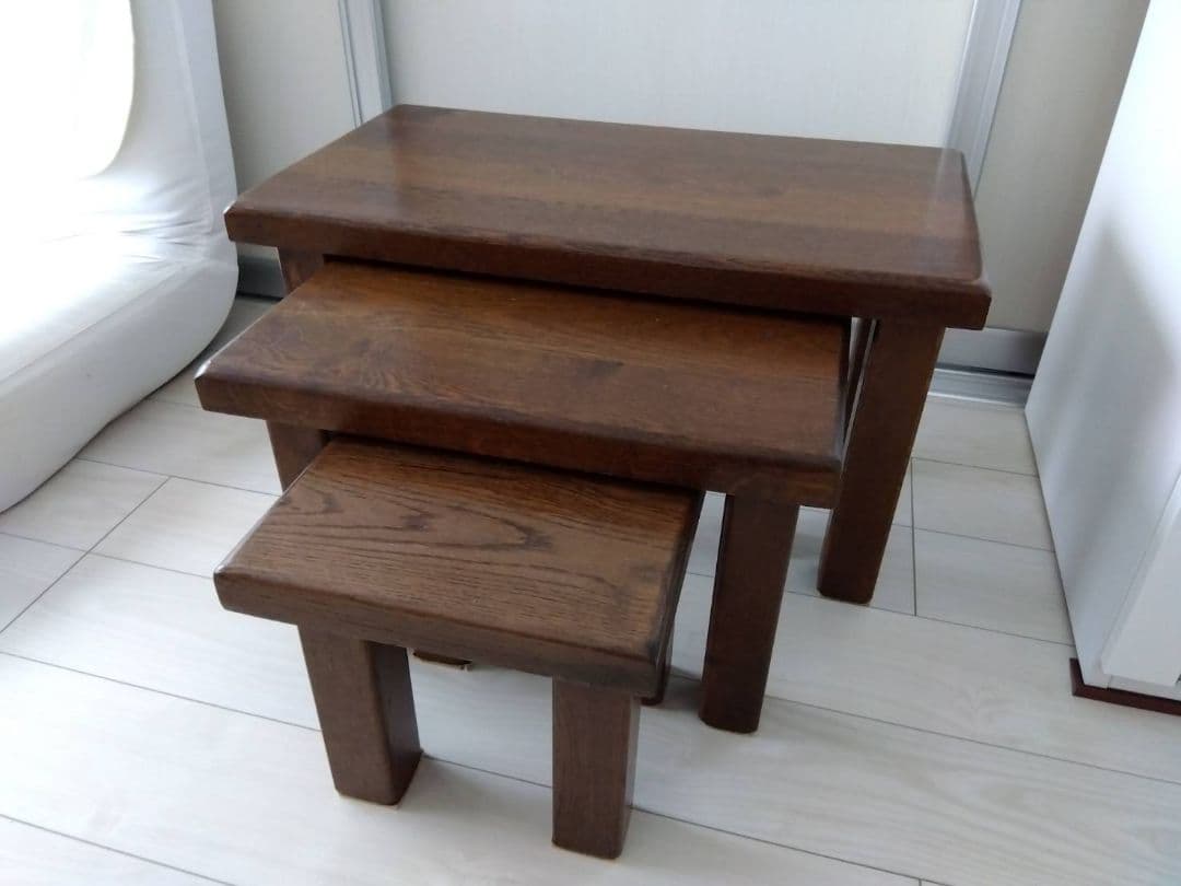 オランダ製　木製ネストテーブル 3段セット ダークブラウン ネストテーブルの通販 - IKEA