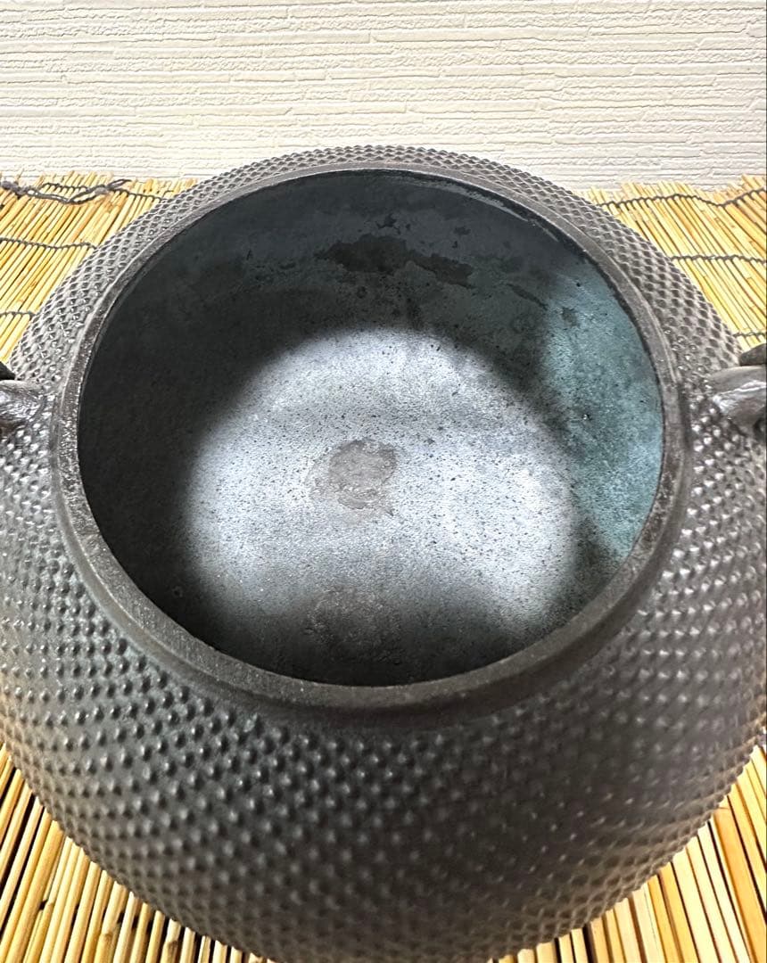 未使用品 南部照光堂 心斎作 木瓜鉉 18型アラレ 南部鉄瓶