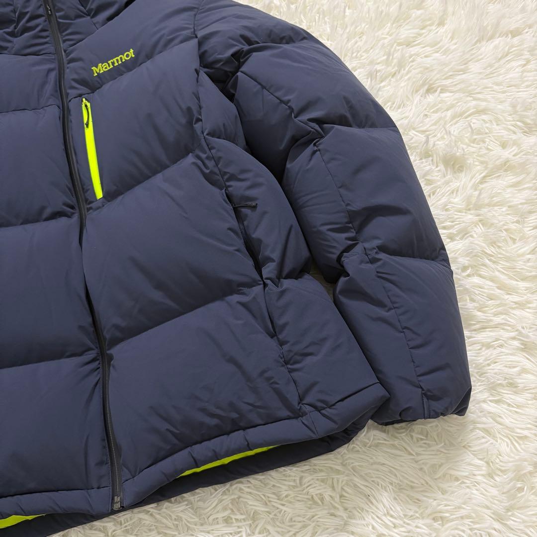 Marmot ダウンジャケット L ネイビー イエロー 750フィルパワー - メルカリ