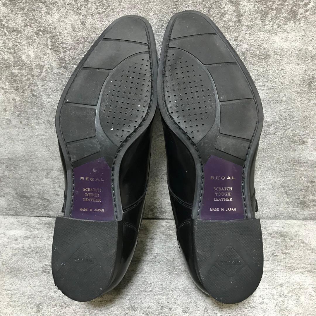 【美品】REGAL 24.5cm ダブルモンクストラップ スクラッチタフレザー