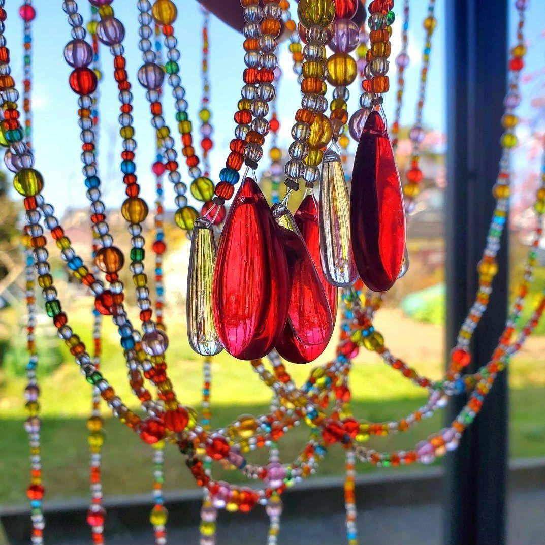 ビーズのれん ガラス 昭和レトロ ビーズカーテン ビーズ のれん